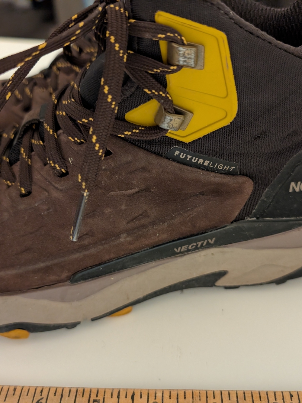 The North Face Men’s Brown Hiking Shoe with Yellow Accents Size 9 Exercise